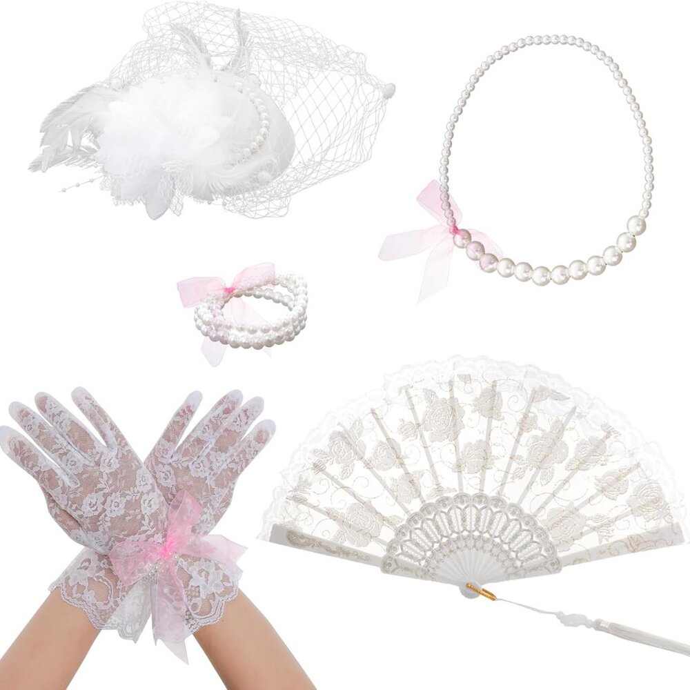 5pcs Tea Party Accessories Set For Women Tea Party Favors Kit Tea Party Gloves H